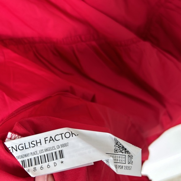 ENGLISH FACTORY Women's Asymmetric Poplin Tiered Sadie Dress Red Raspberry Small - Picture 11 of 11